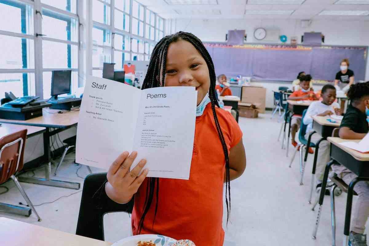 Student with chapbook